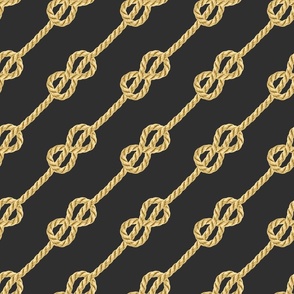 Nautical rope knots gold black diagonal