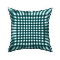 Teal Green and Silver Gingham quarter inch squares teal