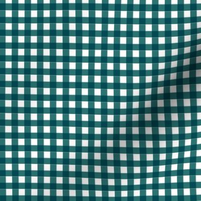 Teal Green and Silver Gingham quarter inch squares teal