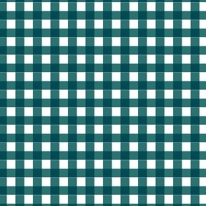 Teal Green and Silver Gingham quarter inch squares teal