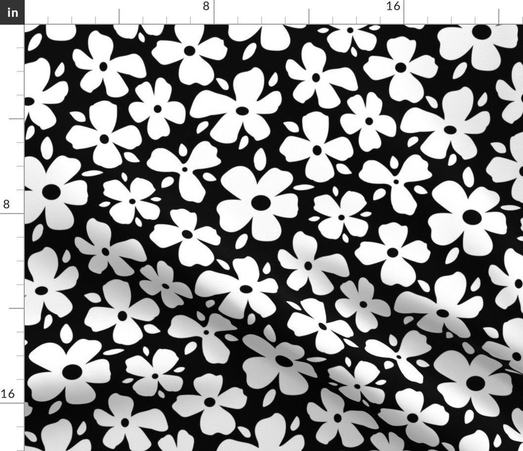 Black and Gold Daisy Flowers Medium- black