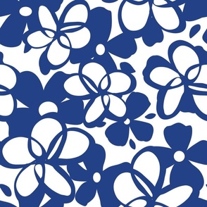 Large Blue and Silver Graphic Flower 1