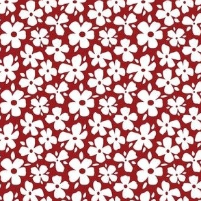 Crimson Red and Grey Daisy Flowers Extra Small- Red