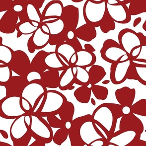 Crimson Red and Grey Graphic Flowers-01-01-05
