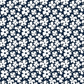 Gold and Blue Daisy Flowers Extra Small- Navy