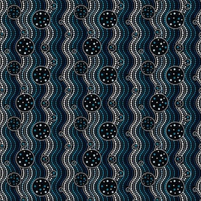Infinite Dots- Space Stripes Bohemian Mandala- Azure Blue Ombre- Small Scale