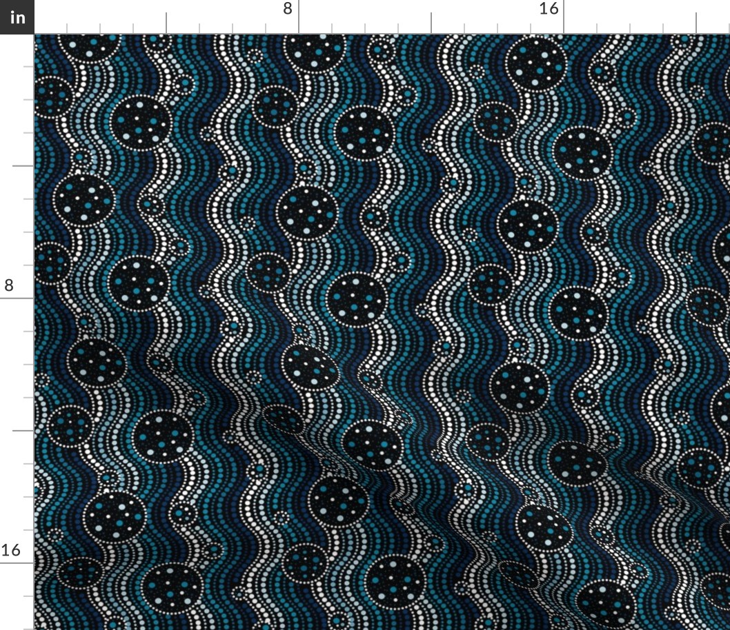Infinite Dots- Space Stripes Bohemian Mandala- Azure Blue Ombre- Small Scale