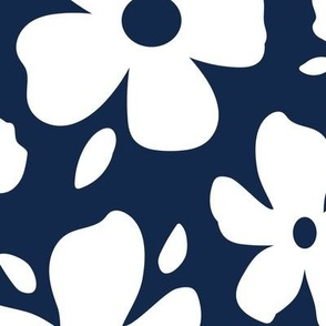 Light Blue and Navy Daisy Flowers Large- Navy