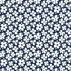 Light Blue and Navy Daisy Flowers Extra Small- Navy