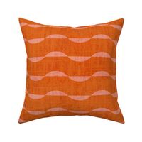 Mid Century Ebb and Flow- Abstract Geometric Stripes- Pink on Orange 