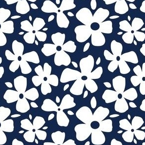 Navy and Orange Daisy Flowers Small - Navy