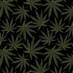 #181 Medium scale / Cannabis leaves embroidery