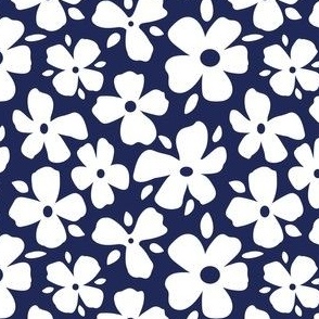 Red and Blue Daisy Flowers Small- navy