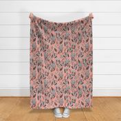 Summer Flower - Medium - Black and Grey on Pink