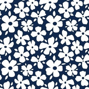 Yellow and Blue Daisy Flowers Small- Navy