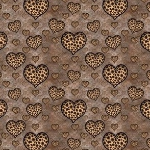 Neutral Leopard Hearts - abt 1"