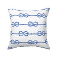Pastel blue nautical rope rows selfknots white background