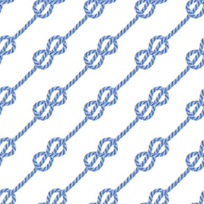 Blue rope selfknot bows diagonal rows nautical Wallpaper