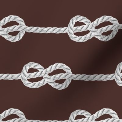 White horizontal rope knots white dark brown