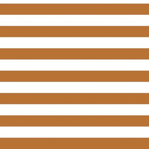 Horizontal Awning Stripe Pattern - Copper and White