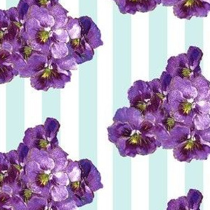 Vintage violets and mint stripes (medium)
