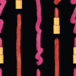 Lipstick Stripes - Jumbo Scale - Black Background