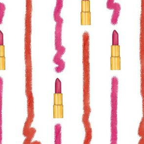Lipstick Stripes - Large Scale - White Background
