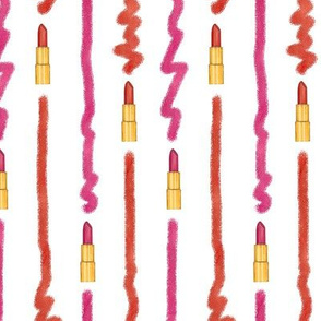 Lipstick Stripes - Medium Scale - White Background