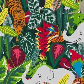Jungle Odyssey- Tropical Forest- Colorful- Large Scale
