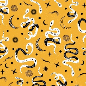 Magical Snake Galaxy- Bohemian Mystical Snakes- Gold- Large Scale
