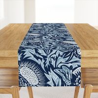 Regal Thistle- Dancing Weeds- Navy Sky Blue- Large Scale 