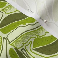 Monochrome Banana Leaves- Green Olive- Tropical Paper cut Puzzle- Regular Scale