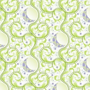 Over the Moon- Rococo Floral Vines- Pastel Comforts- Regular Scale