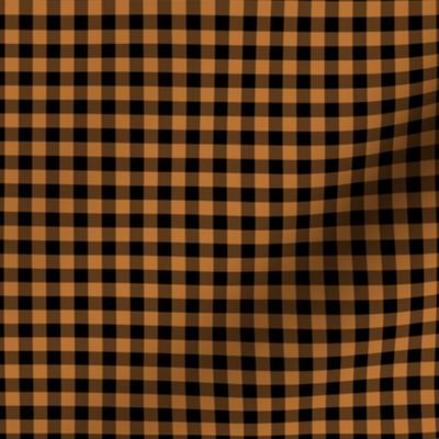 Small Gingham Pattern - Copper and Black