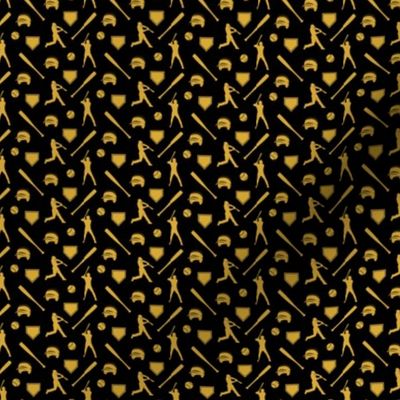 (MICRO SCALE) baseball fabric - gold on black - LAD21