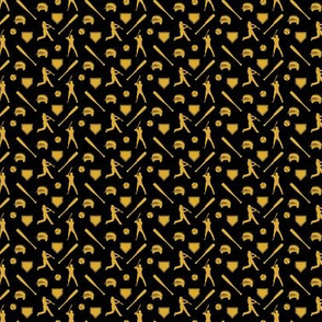 (MICRO SCALE) baseball fabric - gold on black - LAD21