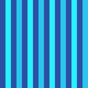 AWK12  - Tricolor Vintage Stripes in Aqua and Blue Palette