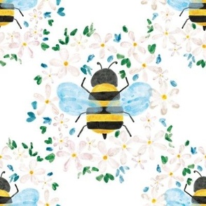 Flowers & Honey Bee 8x8
