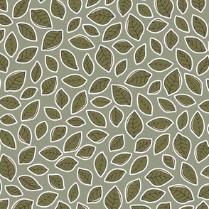 retro leaves - olive green