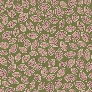 retro leaves - olive and dusty pink