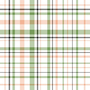 Peach,  green, white plaid