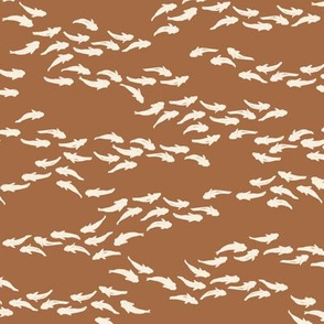 Swim Fishy - Fish wave pattern - Tan