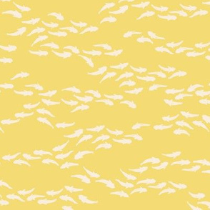 Swim Fishy - waves - Bright Yellow