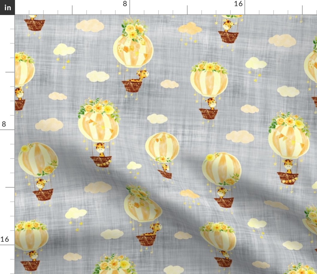 air balloon giraffe grey linen