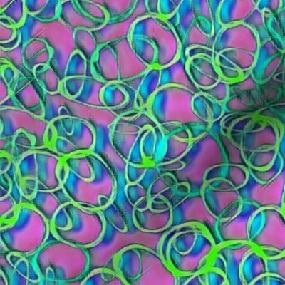 Asymmetric Layered Bubbly Filler for Quilting - Pink - Blue - Green