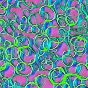 Asymmetric Layered Bubbly Filler for Quilting - Pink - Blue - Green