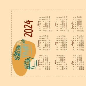 Potted Succulents-2024 Tea Towel Calendar-Vanilla-F Fall 2021 Palette-2024 Update