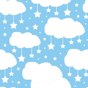 Clouds Stars Baby Blue