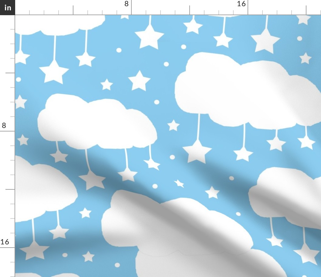 Clouds Stars Baby Blue