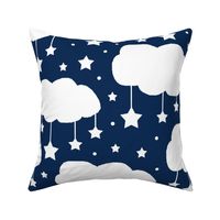 Navy Blue Clouds Stars